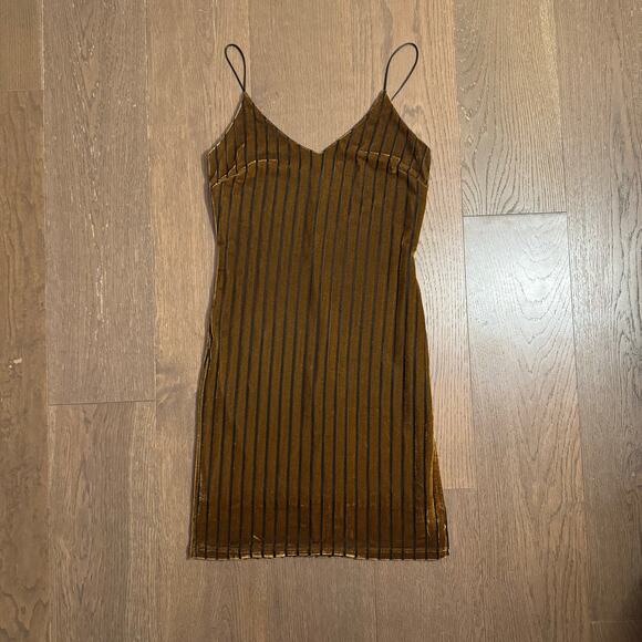 Forever 21 Ribbed Velvet Brown and Black Bodycon Mini Dress Size XS - Picture 1 of 5